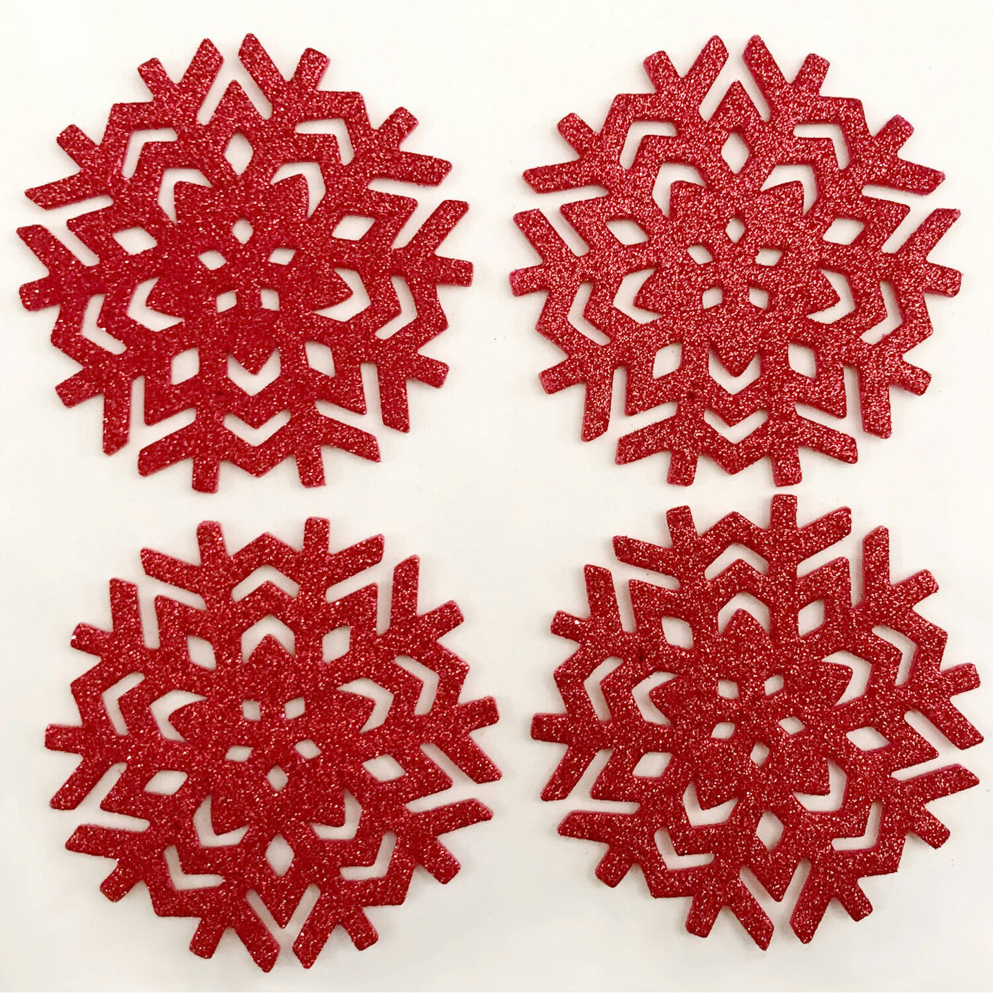 Glitter Snowflake Red Placemat Coaster Set