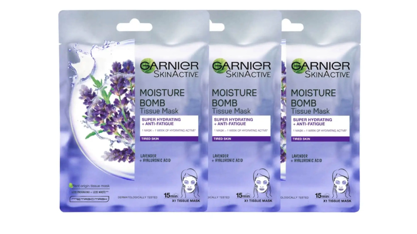 Garnier moisture bomb lavender hydrating face sheet masks