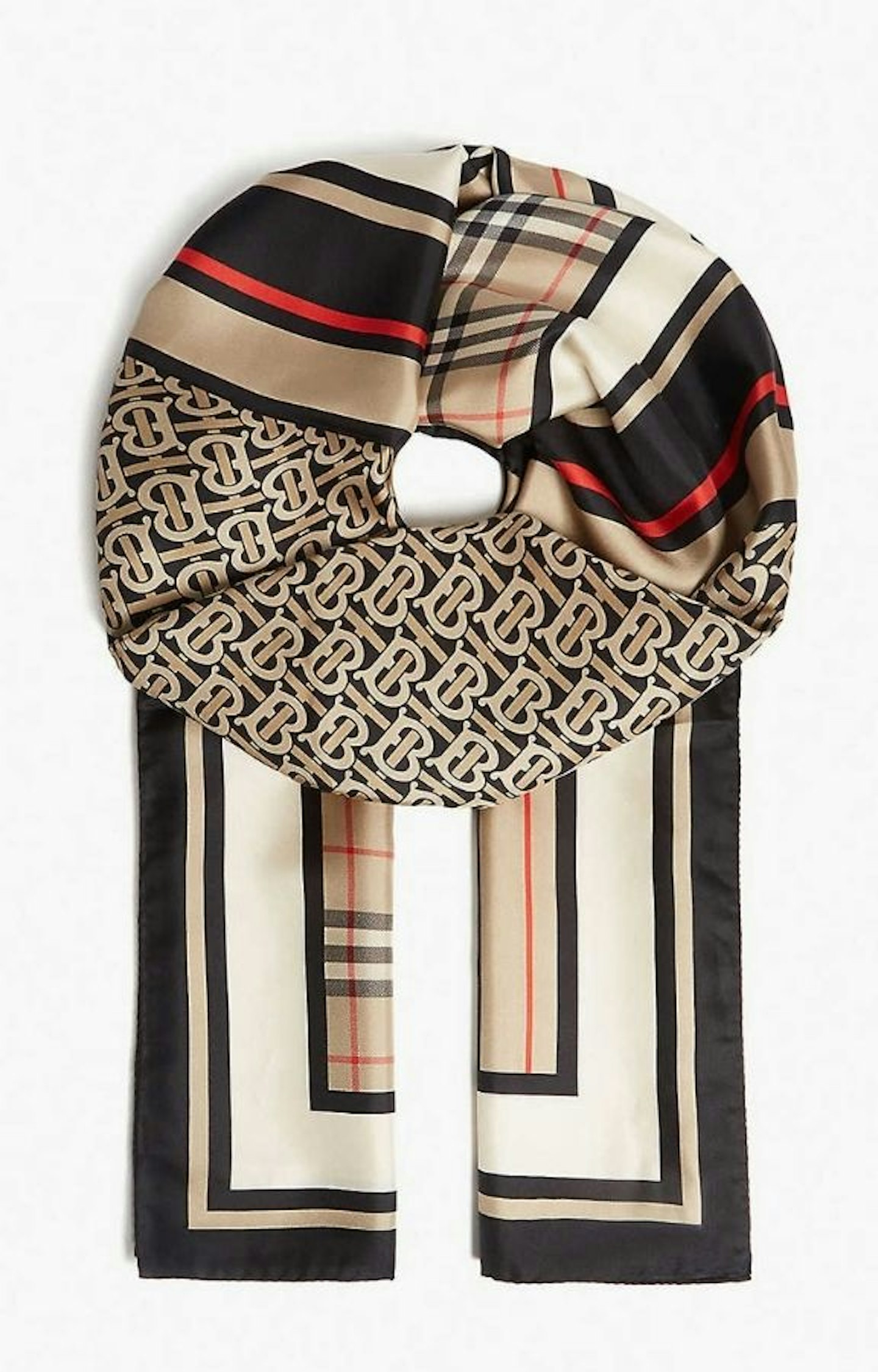 Triple logo-printed silk scarf