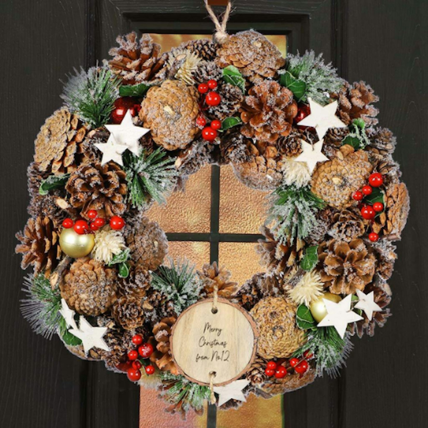 Personalised Christmas Wishes Front Door Wreath