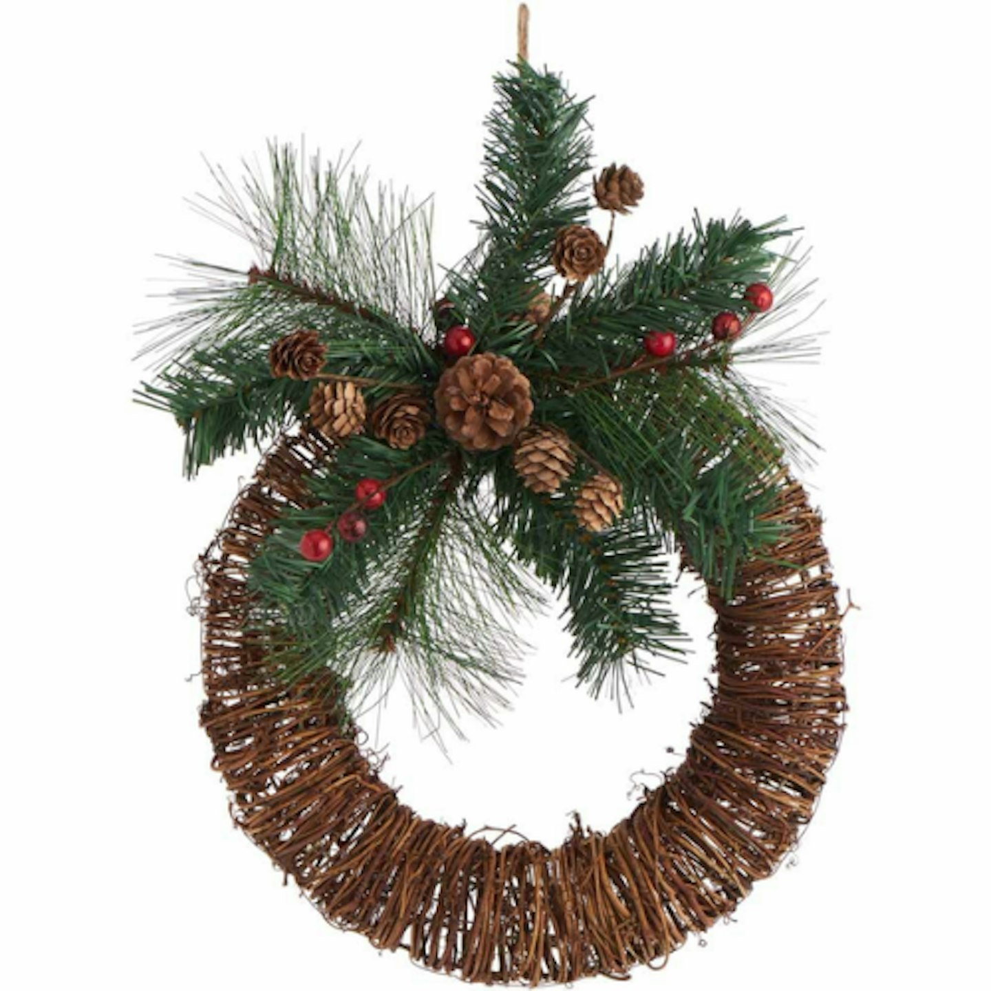 Wilko Rattan and Fir Half Christmas Wreath