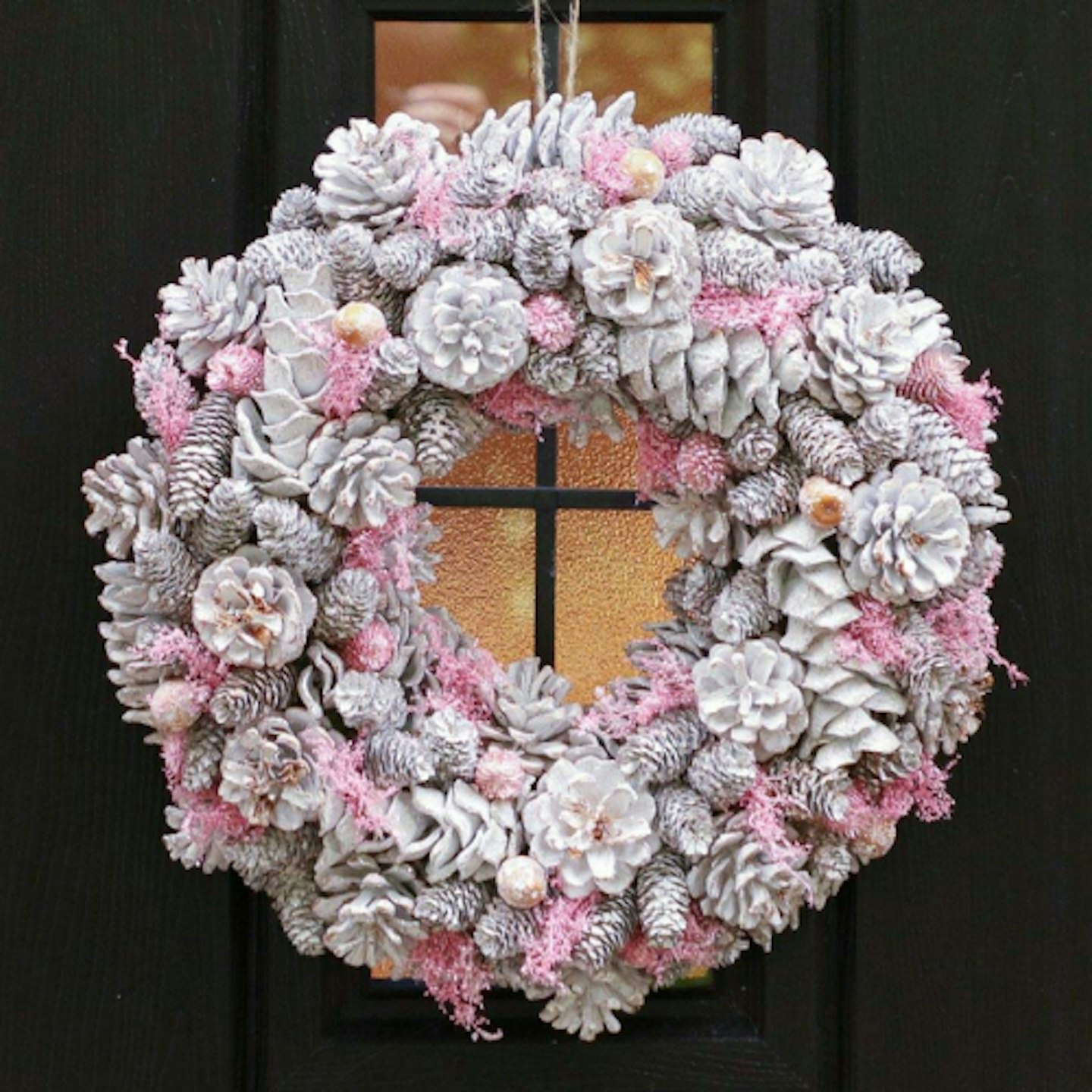 Dibor Winter Sparkle Pink Christmas Door Wreath