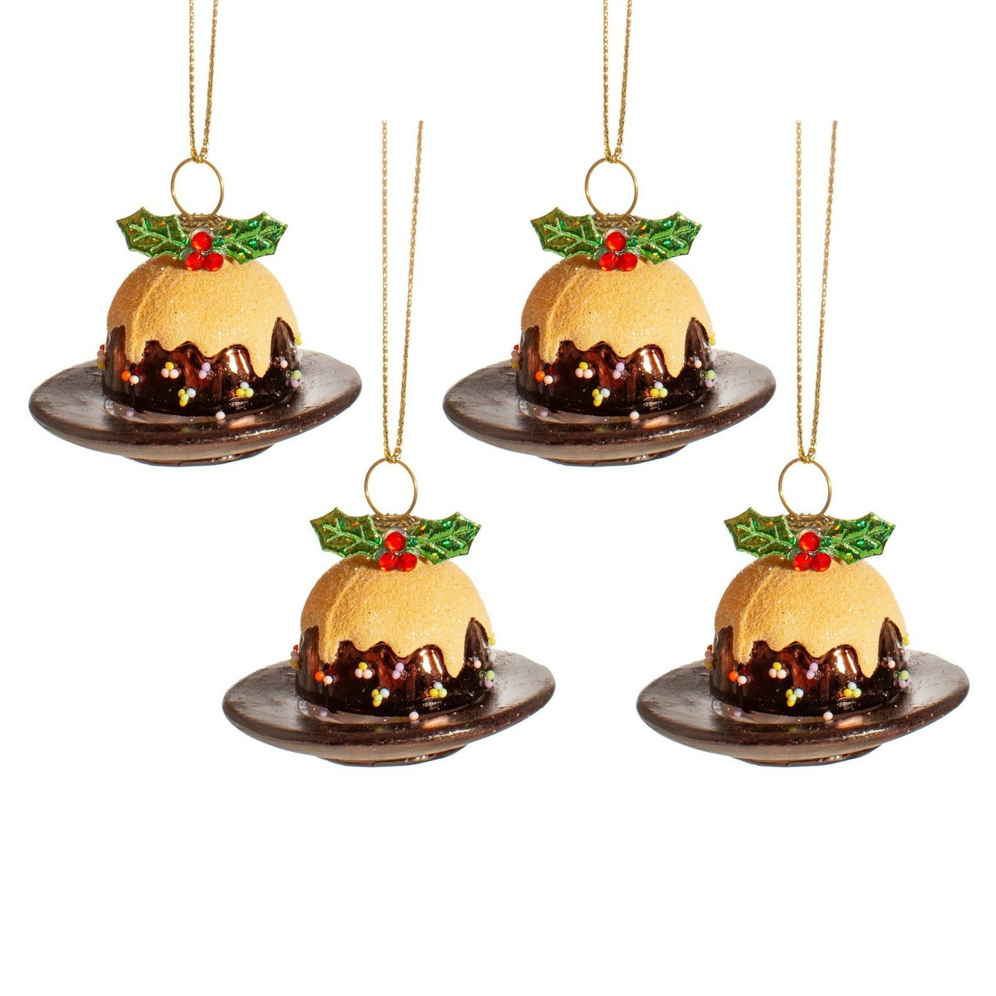 Christmas Pudding Baubles (Set of 4)