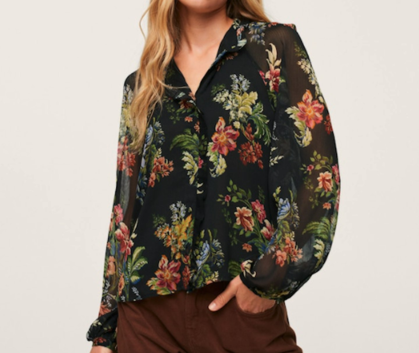 Mango Floral Print Blouse
