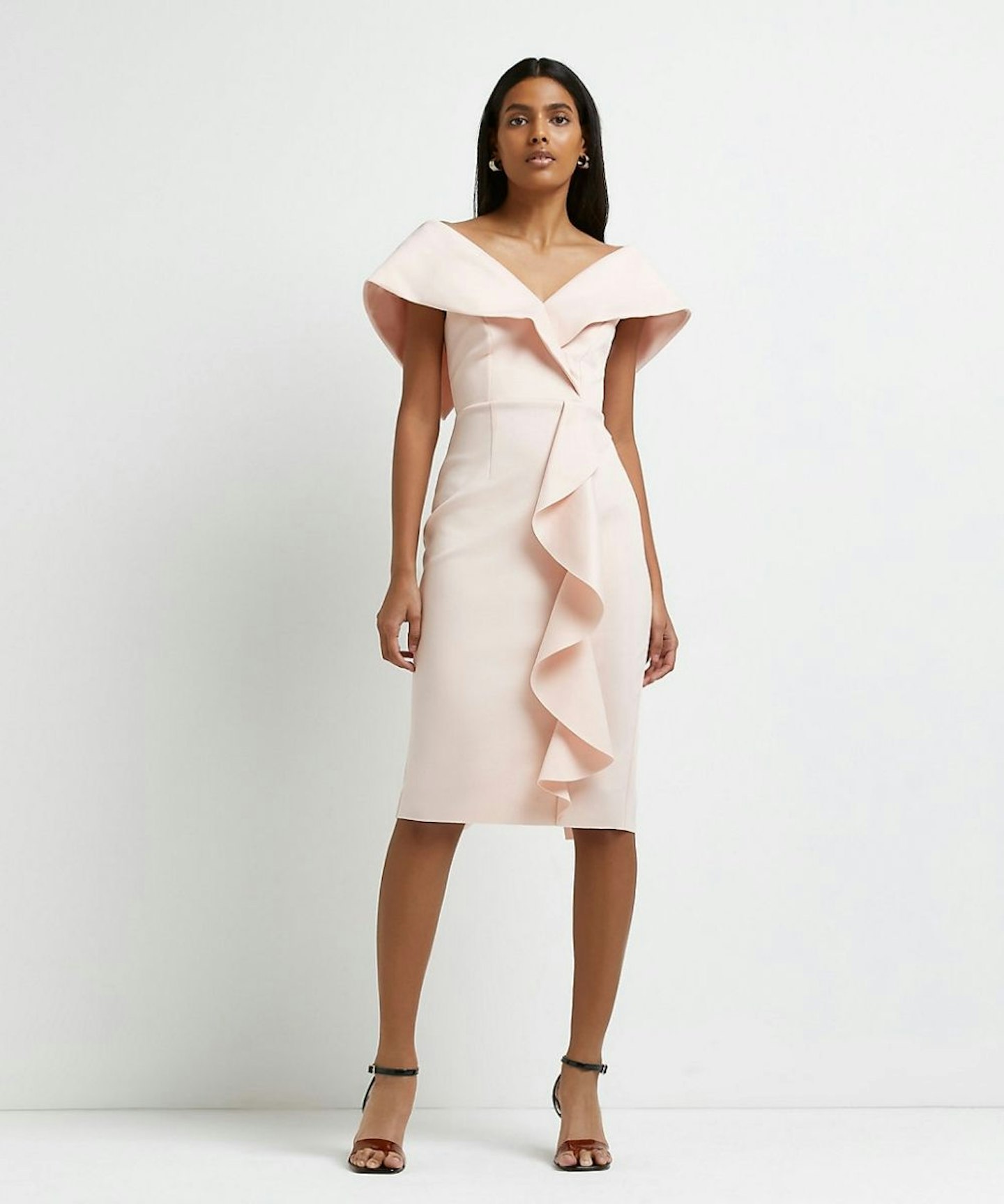 River Island Pink Off The Shoulder Bodycon Dress