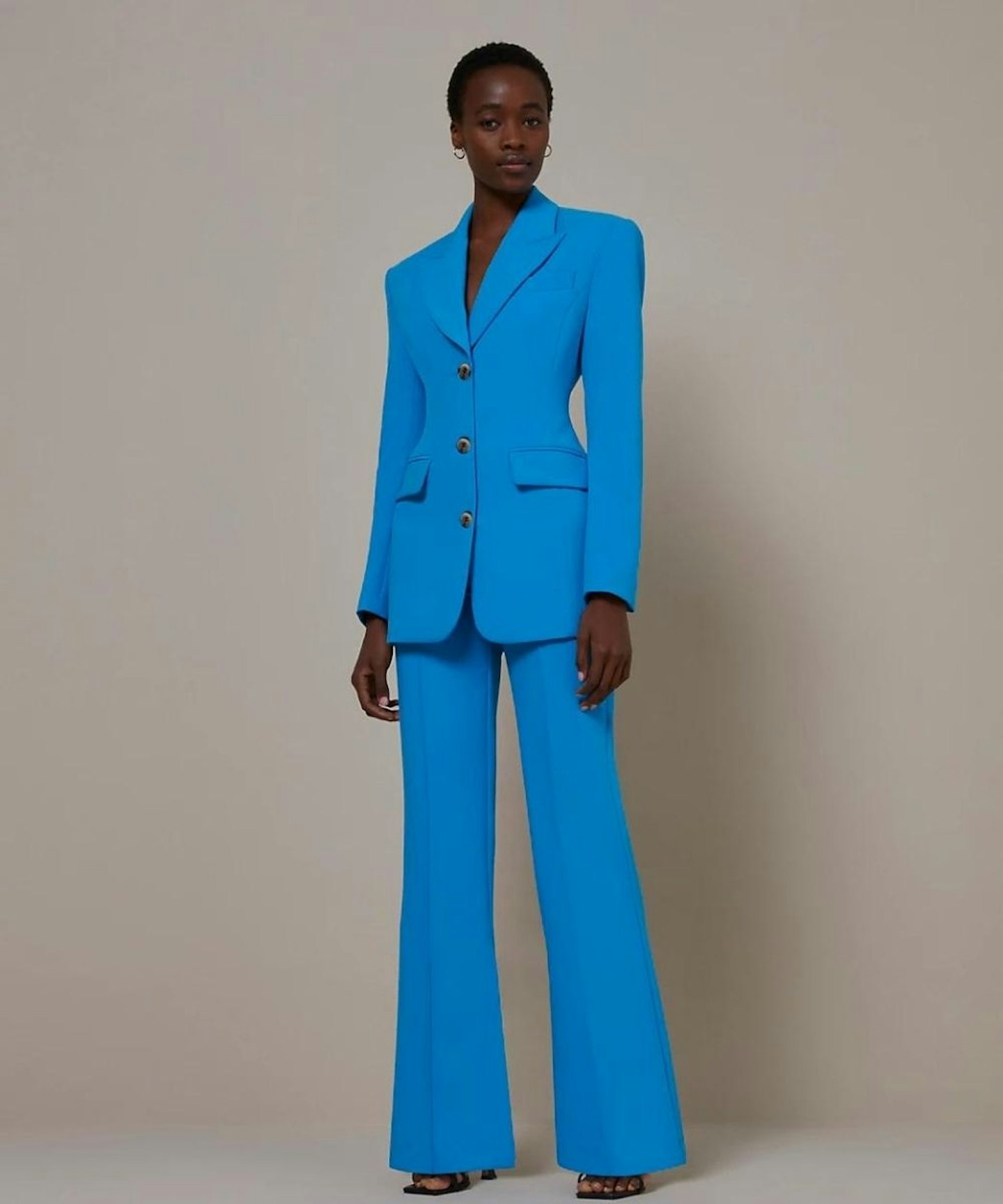 Blue RI Studio Fitted Blazer and Flared Trousers