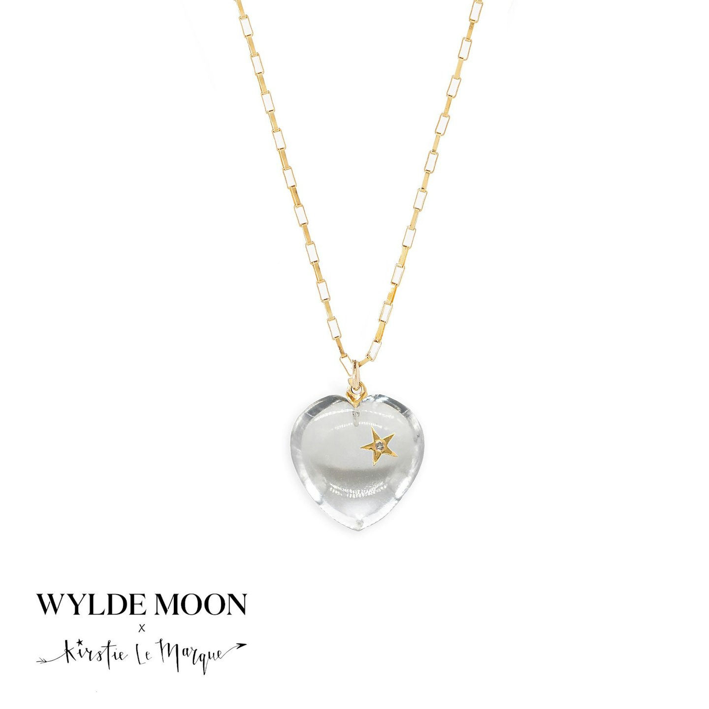 Wylde Moon x Kirstie Le Marque, Diamond & Clear Quartz Heart Necklace, £295