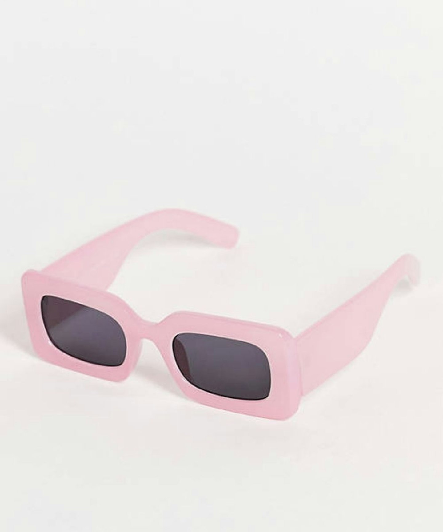 Monki Aggy rectangular sunglasses in pink