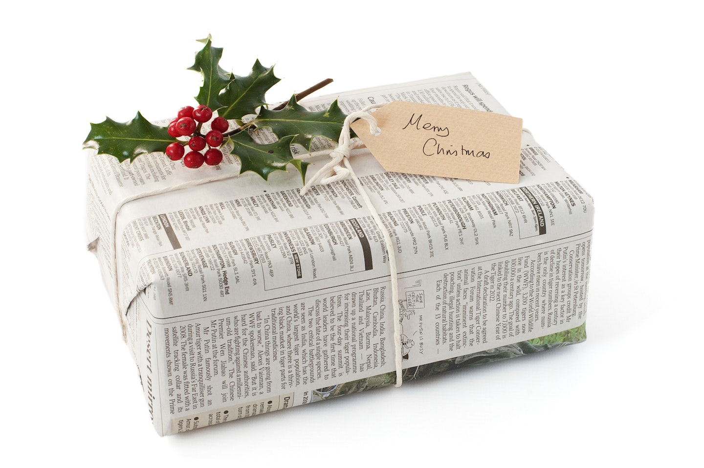 present wrapped in newspaper