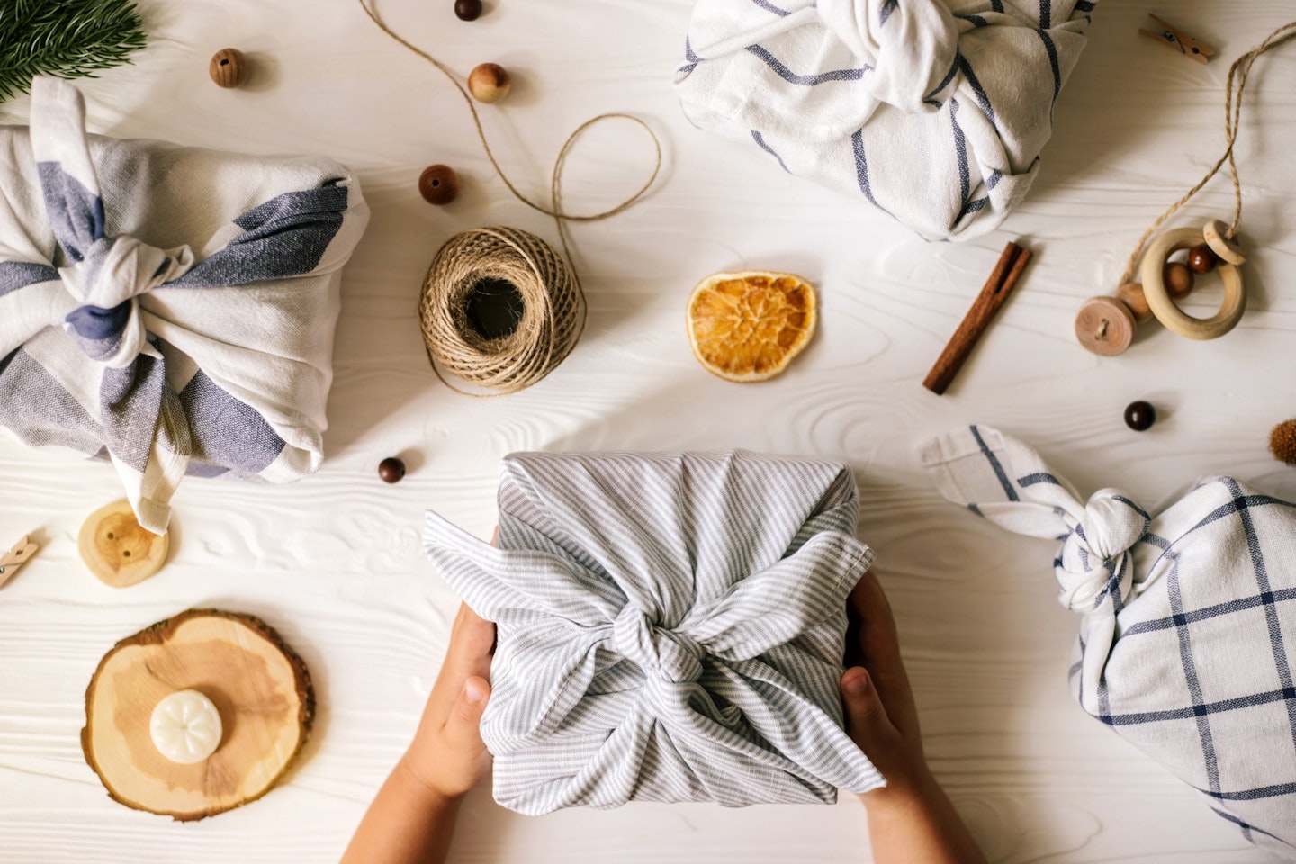gifts wrapped in Furoshiki
