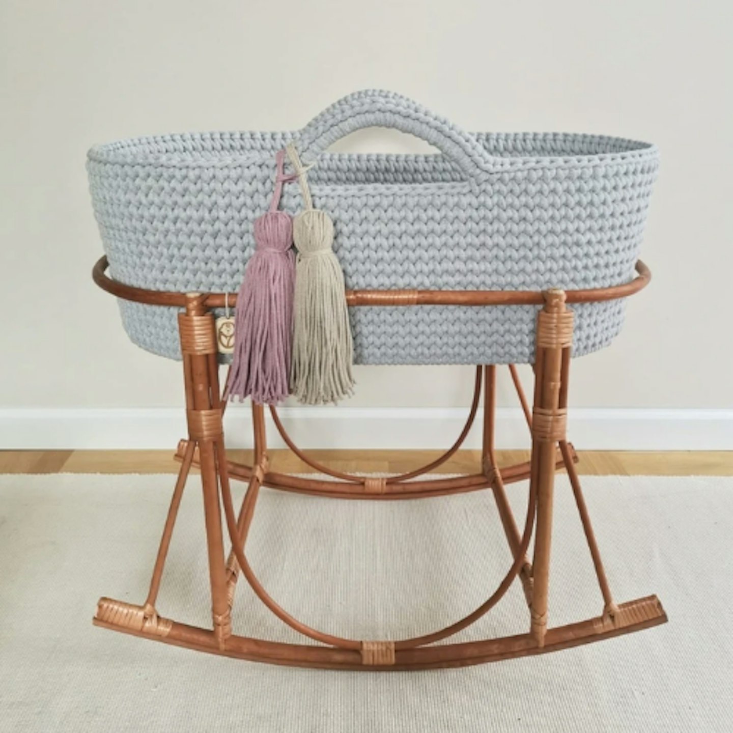 Blue Almonds Crochet Moses Basket, £275