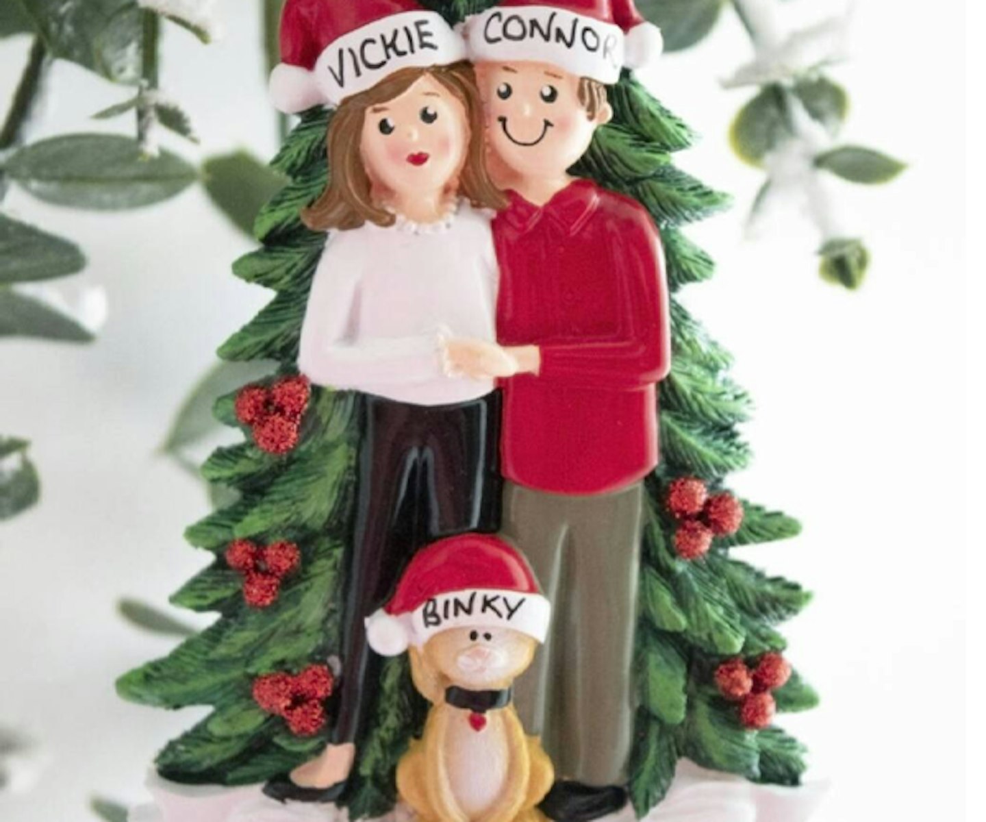 Personalised Couple With Dog Christmas Decoration