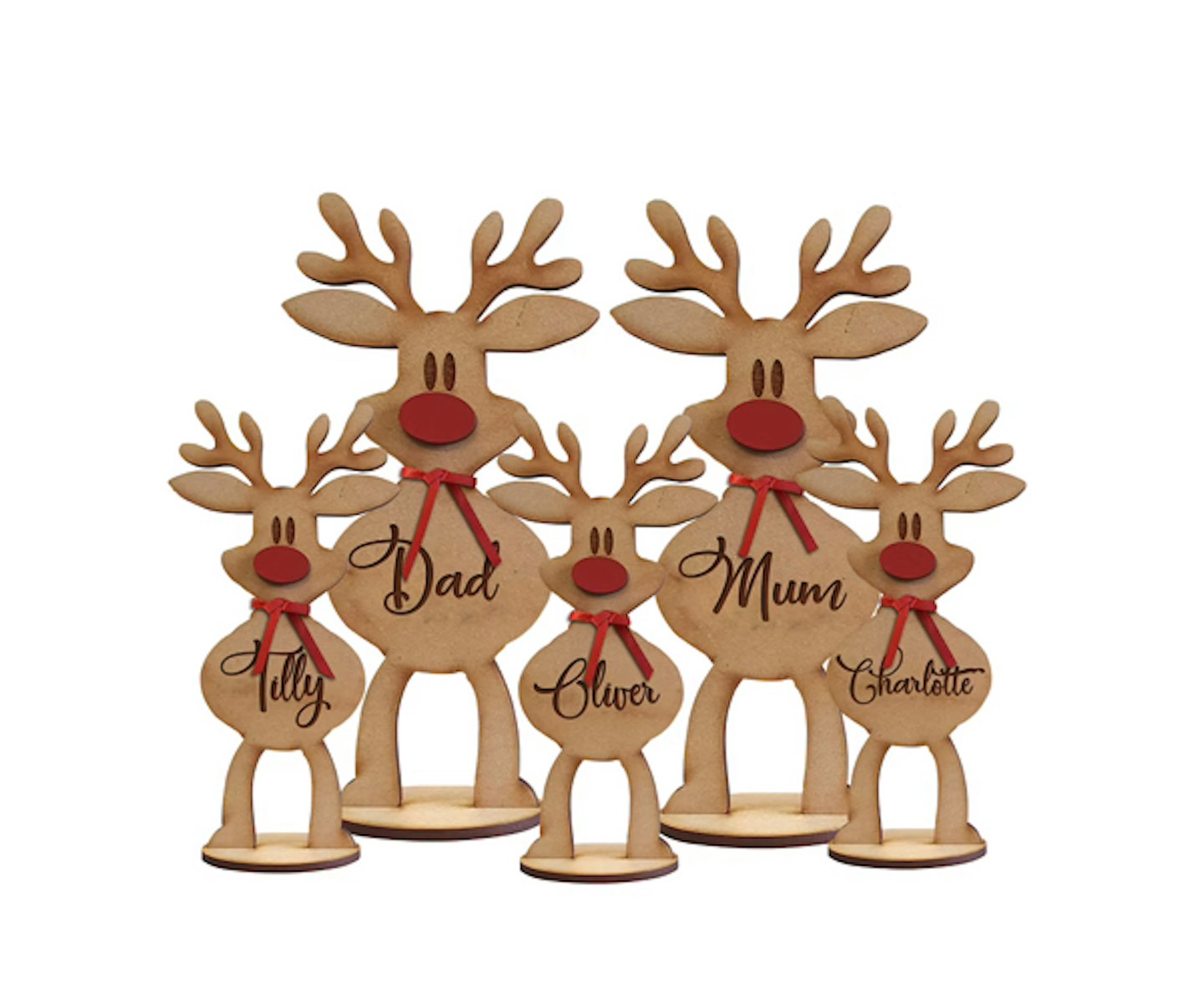 Personalised Freestanding Reindeer, Family Christmas Decoration