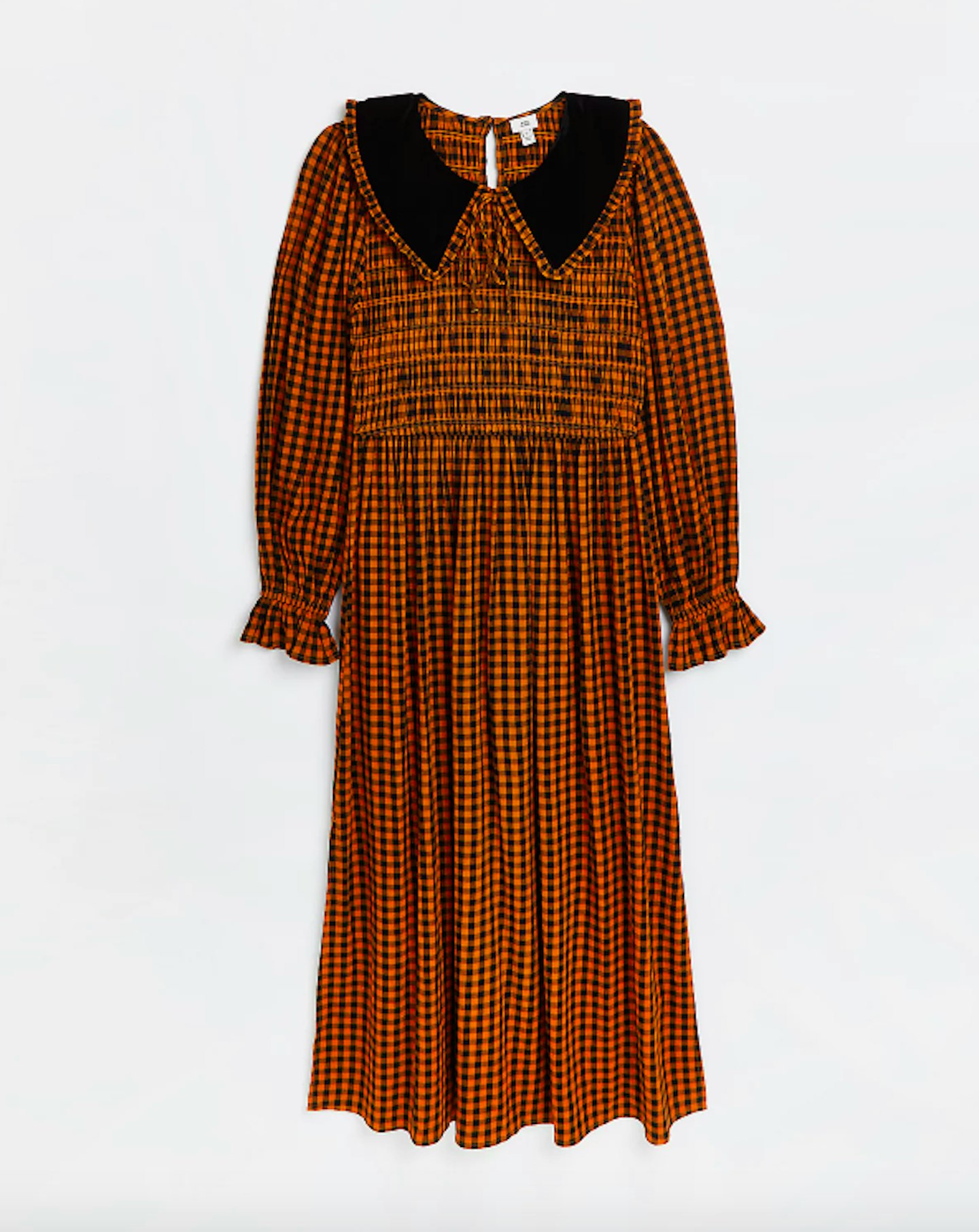 Rust Gingham Shirred Midi Dress, WAS £42 NOW £30