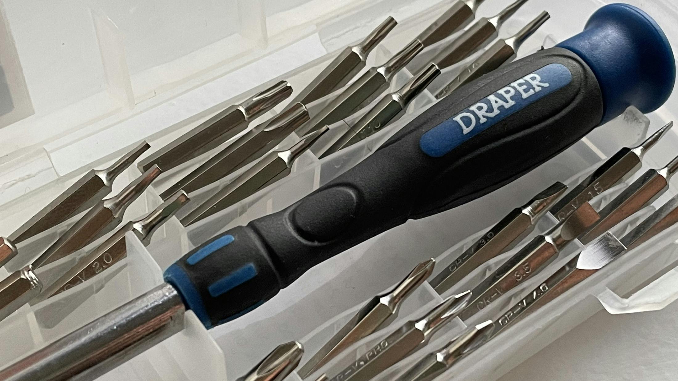 Closeup of Draper precision screwdriver bits
