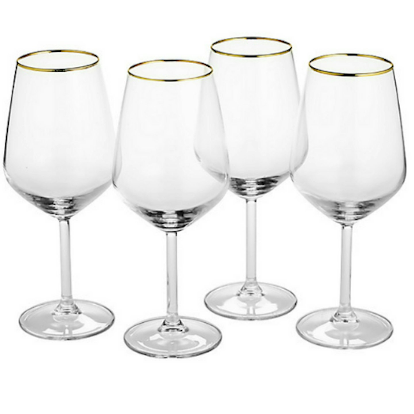 Glassware: 4 Lakeland Gold Rim Wine Glasses
