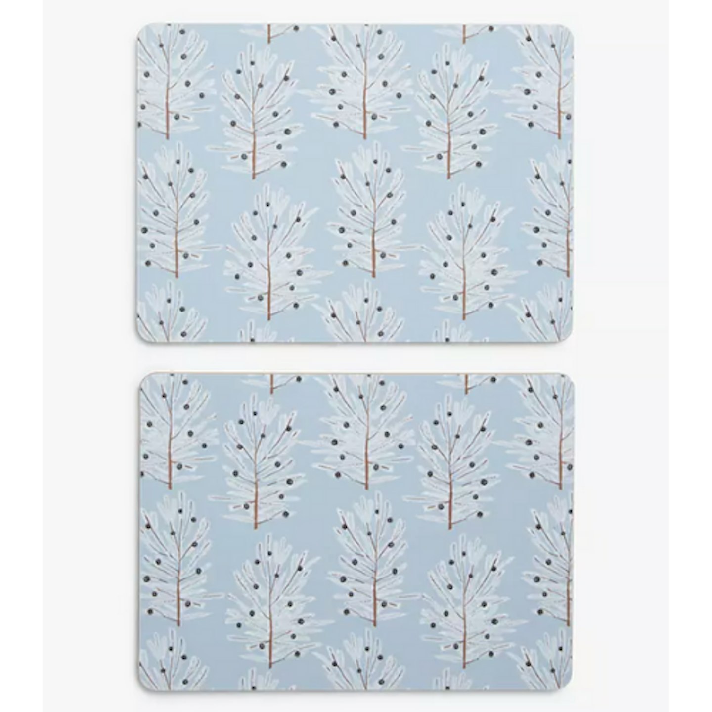 Christmas Table Placemats and Coasters: John Lewis & Partners Christmas Icy Tree Cork-Backed Melamine Placemats, Set of 2