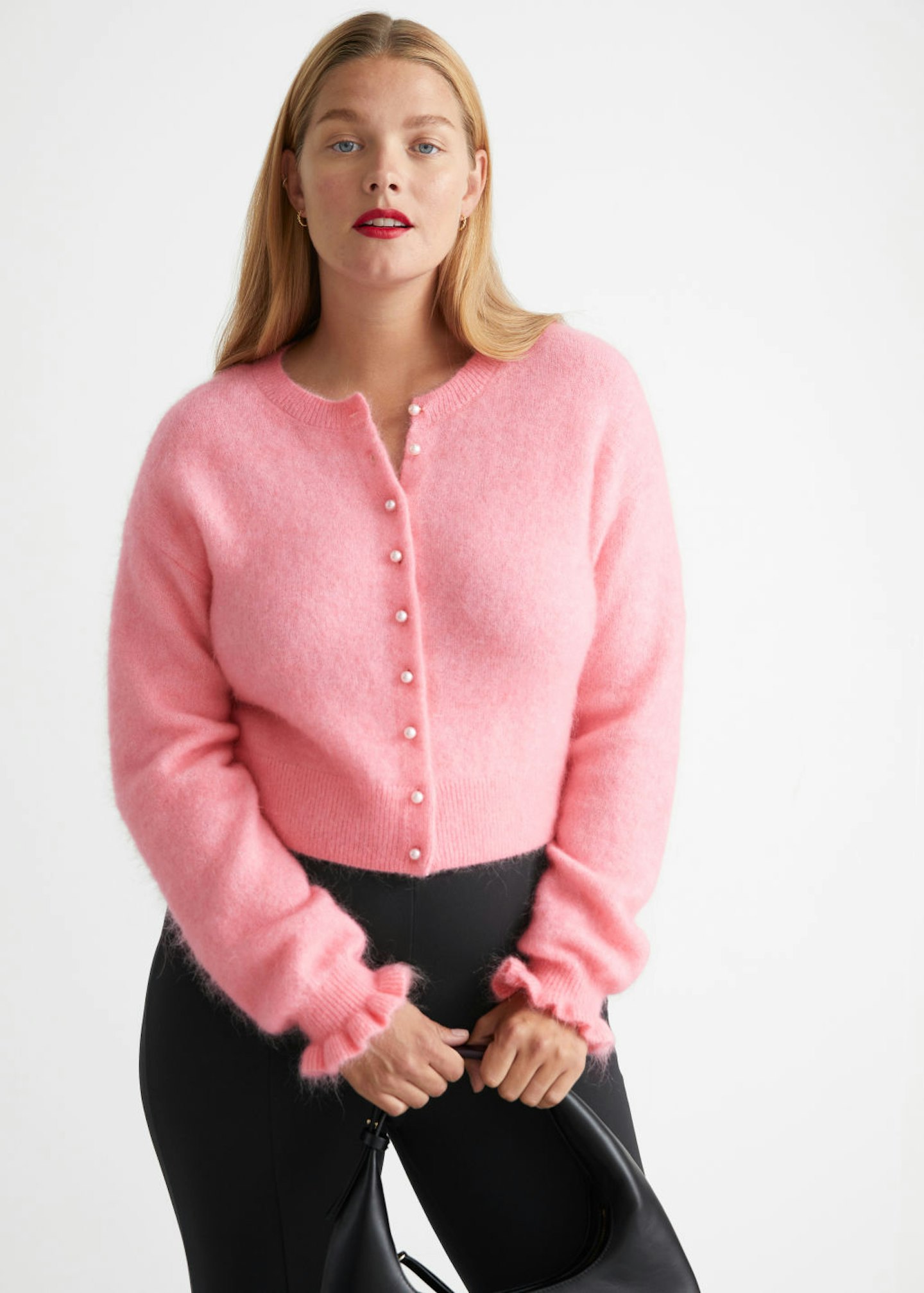 Frill-Cuff Knit Cardigan, WAS £75 NOW £53