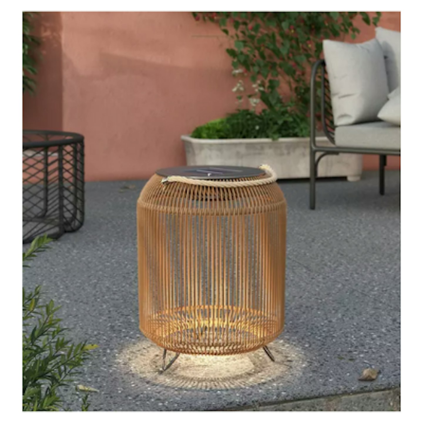 John Lewis & Partners Rattan Solar Powered Garden Lantern