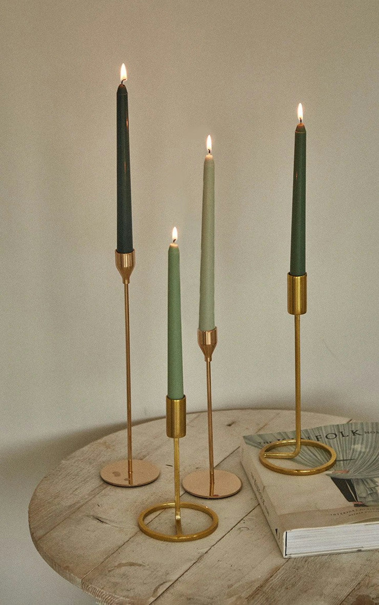 Pretty Little Thing, Green Set Of 4 Tonal Candlesticks, £7