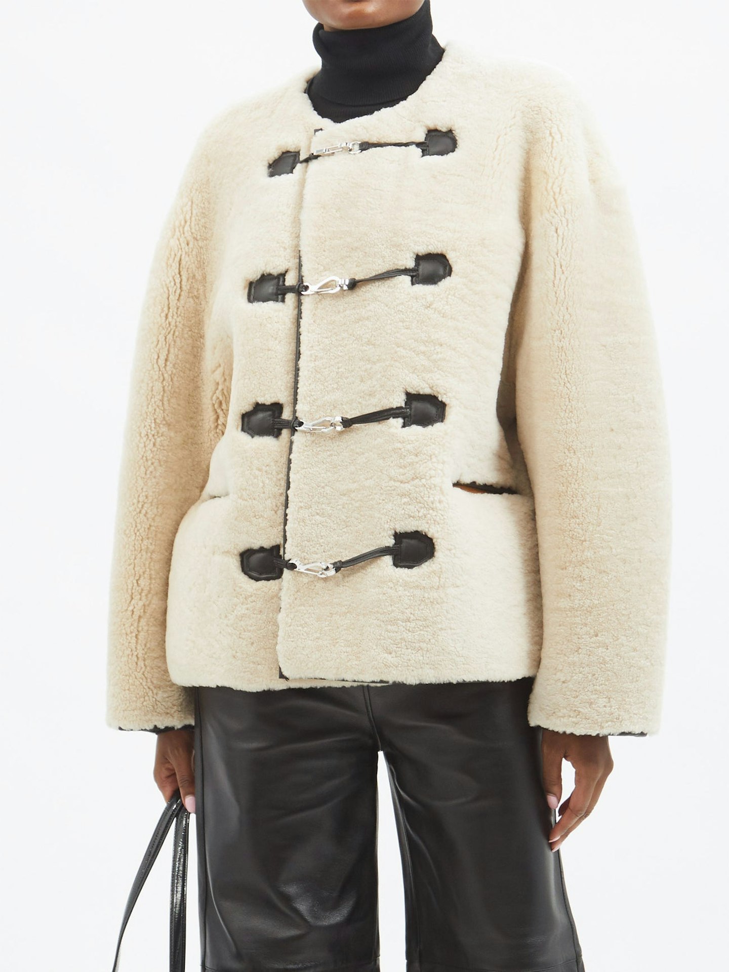 Toteme, Clasp-front leather-trim shearling jacket, £1,960