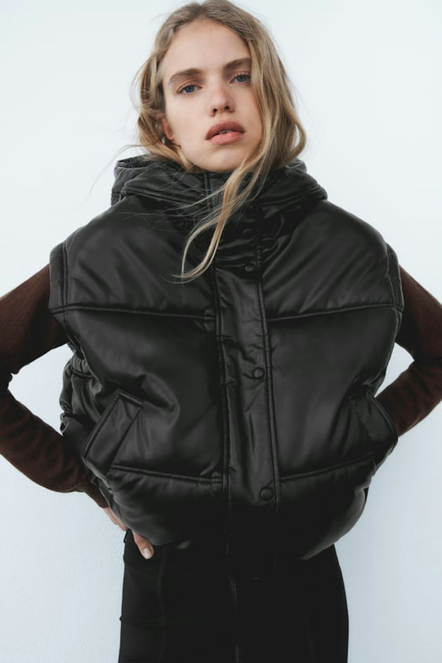 Zara, Faux Leather Gilet, WAS £59.99 NOW £39.99