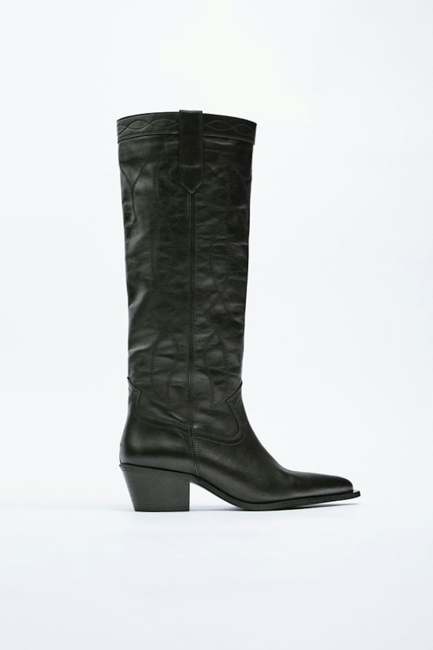 Zara, Leather Cowboy Boots, WAS £119 NOW £89.99