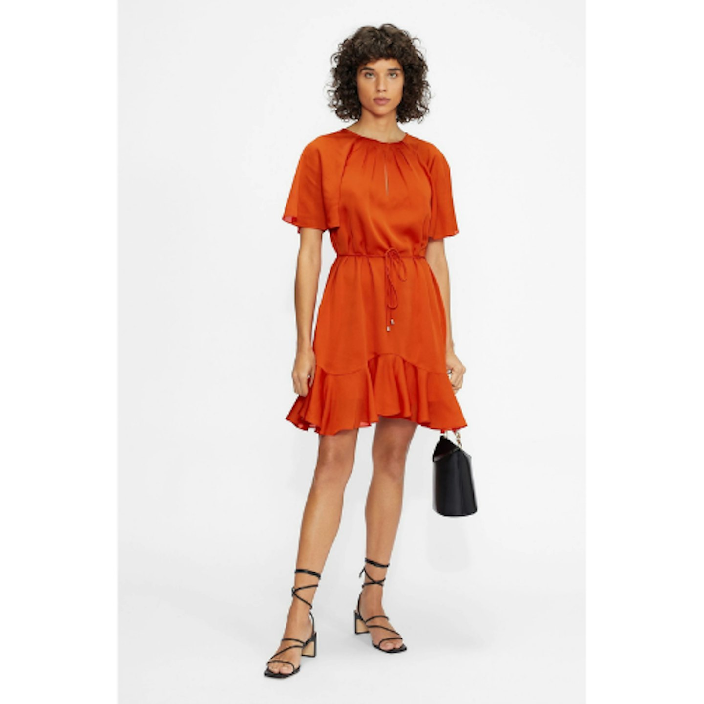 Ted Baker Orange Elsieee Fluted Hem Mini Dress