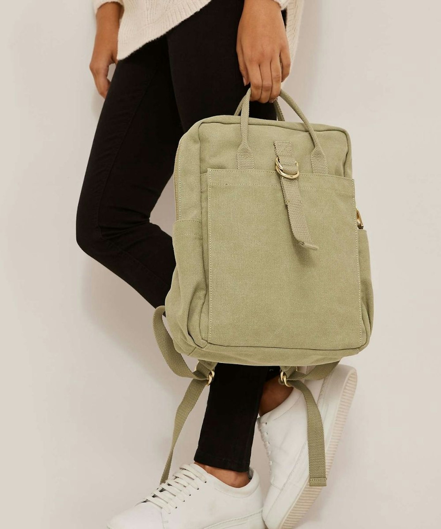 AND/OR Boxy Cotton Canvas Backpack, Green