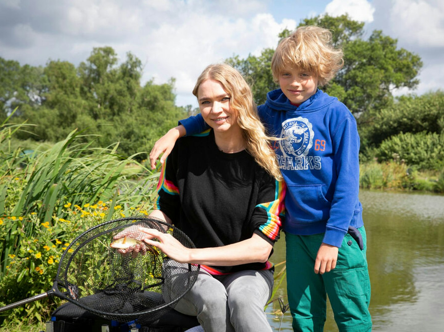 Fashion model and racing driver Jodie Kidd urged kids and families to give angling a go