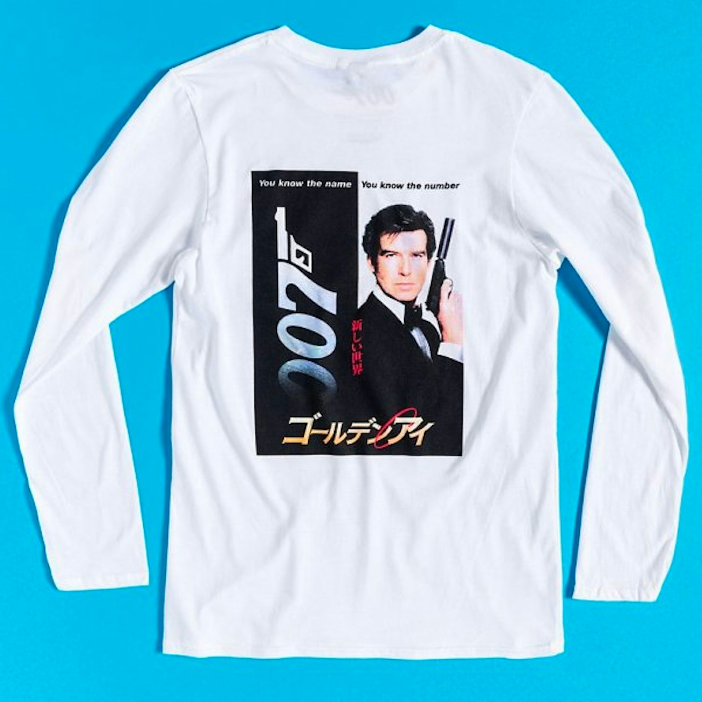 White Goldeneye James Bond Long Sleeve T-Shirt with Back Print