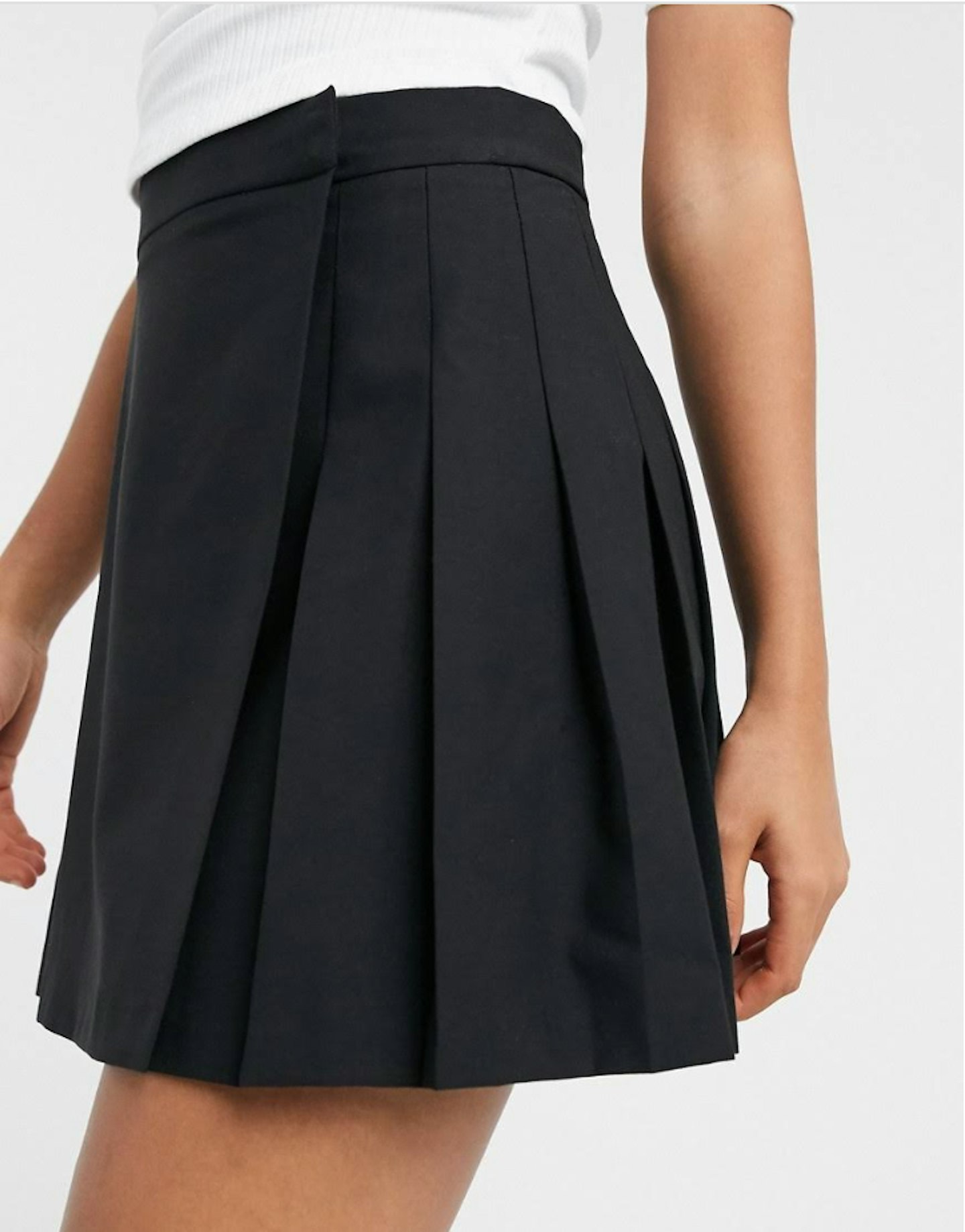 ASOS DESIGN pleated mini skirt in black