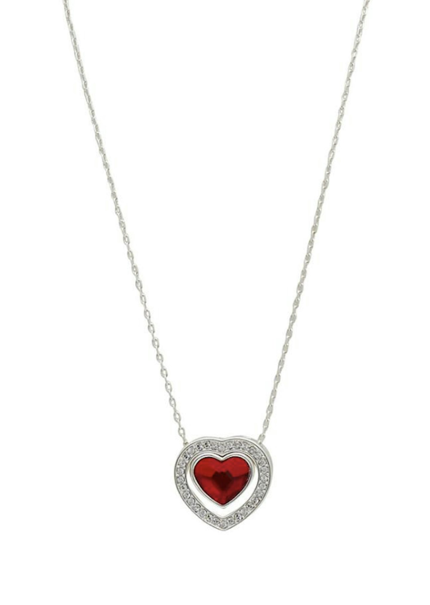 Silver Plated Red Heart Necklace