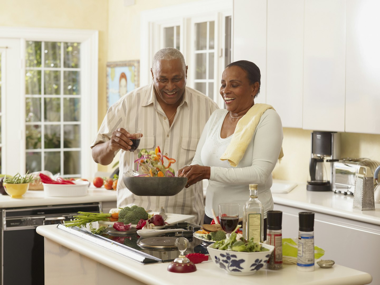 couple cooking together