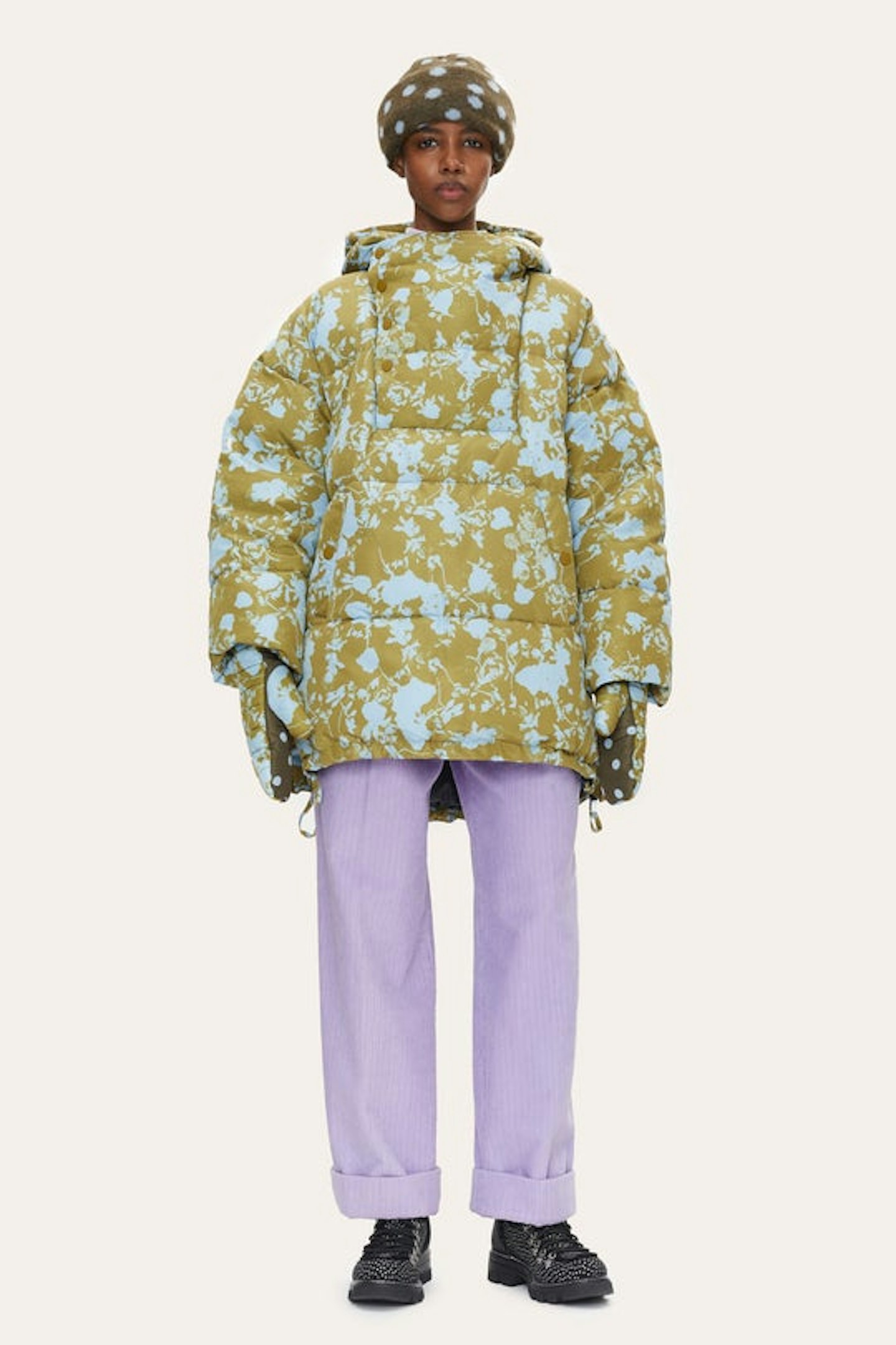 Stine Goya, Kristina Puffer Jacket Flower Foliage Blue, £380
