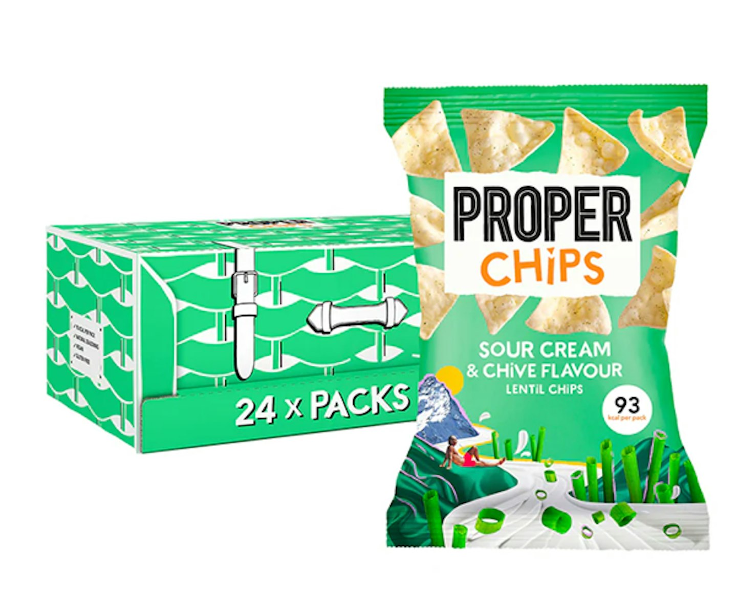 Properchips Sour Cream & Chive Lentil Chips Full Box 24 x 20g