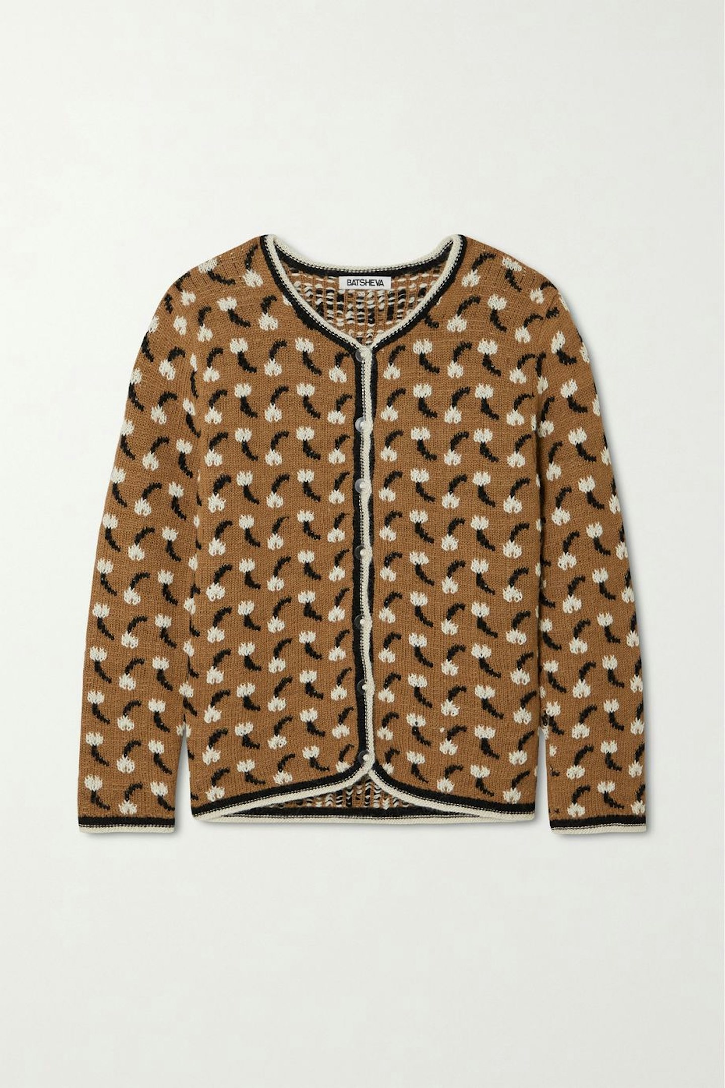 Batsheva, Tulip intarsia alpaca cardigan, £600 at net-a-porter.com