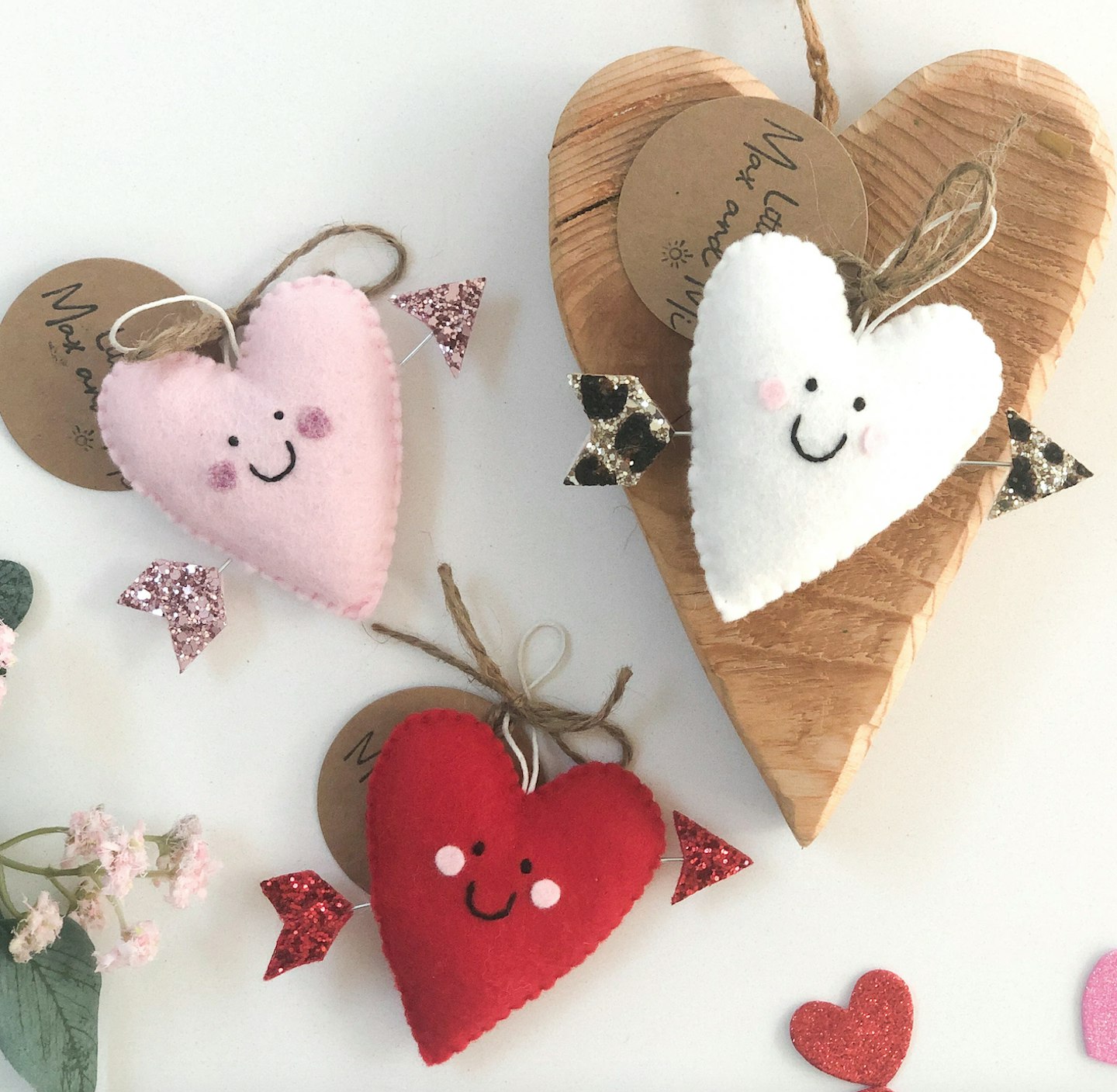 Handmade Valentines Day Heart and Arrow Felt Hanging Decoration,