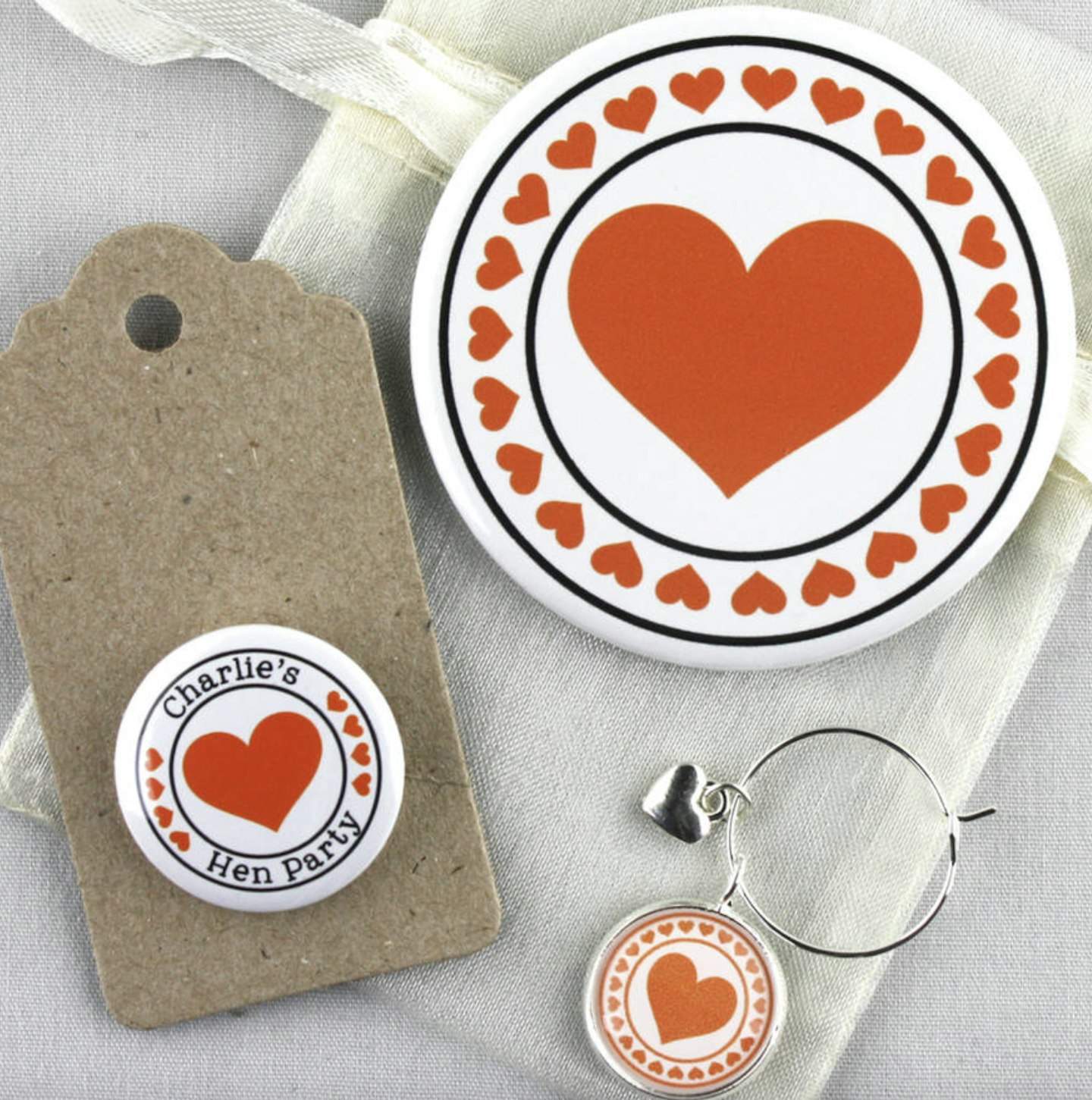 Six Hen Party Mirror And Wine Charm Favours