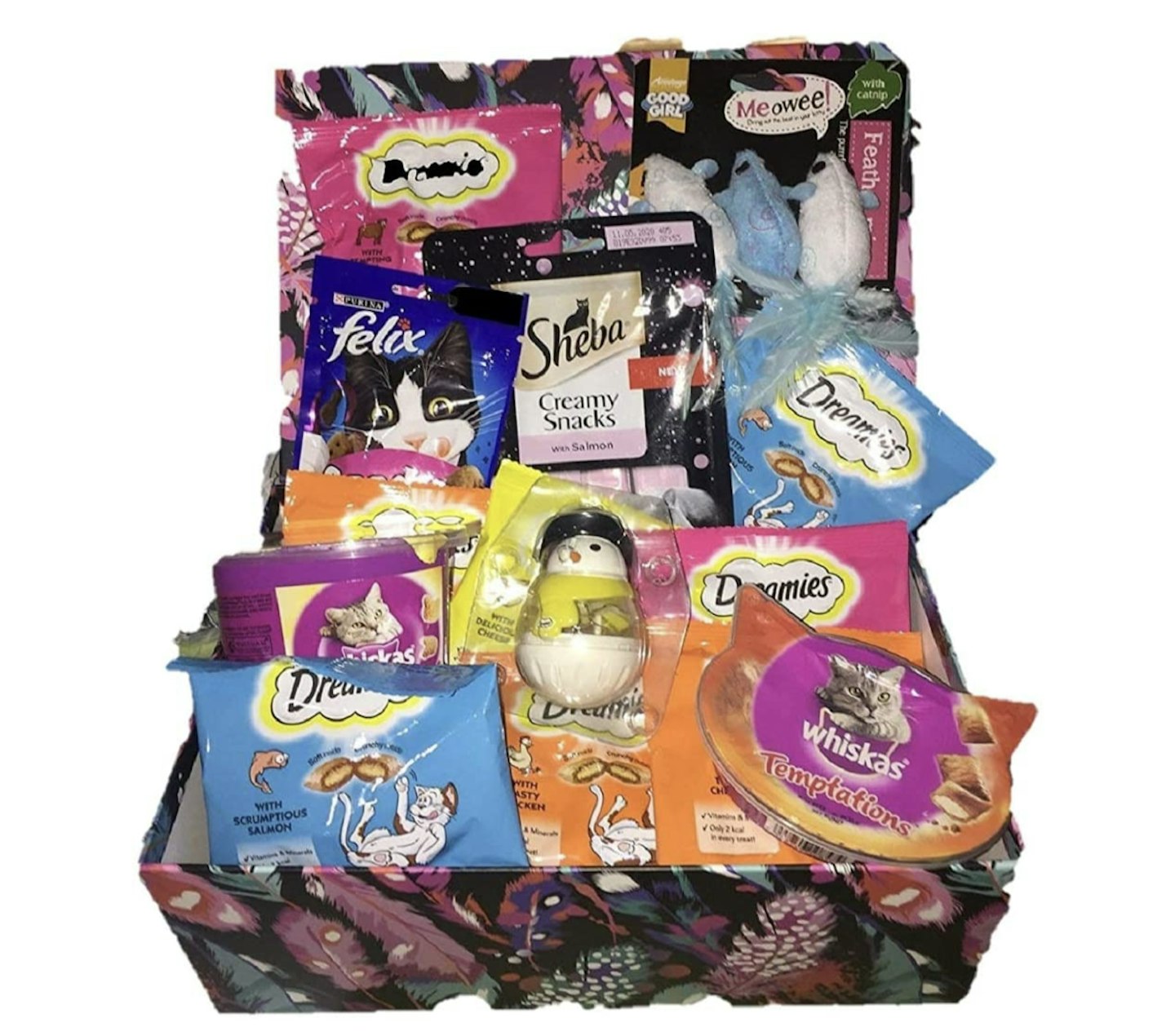 Branded Cat Treats Hamper Filled With Cat Treats And Toys