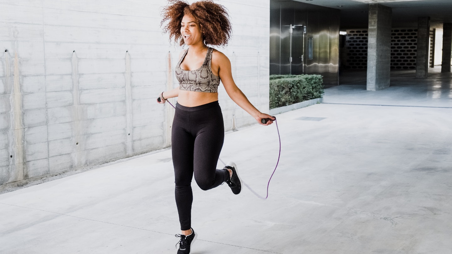 A woman with a skipping rope