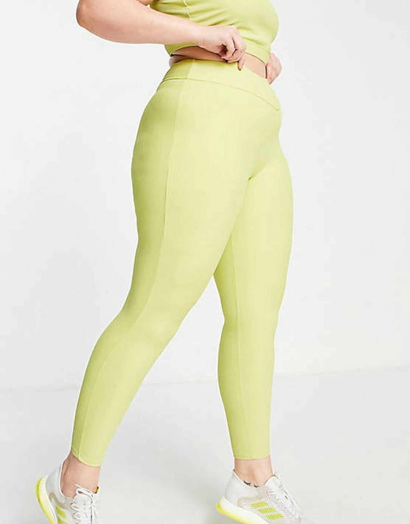 best workout leggings women South Beach at ASOS, Plus Rib High Waisted Leggings In Olive Green, £18
