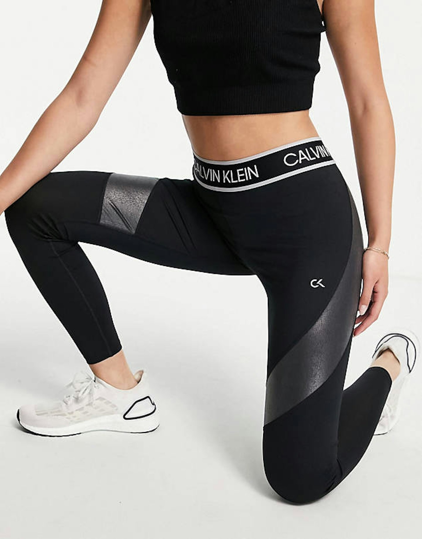 best workout leggings women Calvin Klein, Performance Logo Waist Workout Legging Co-ord In Black, £60