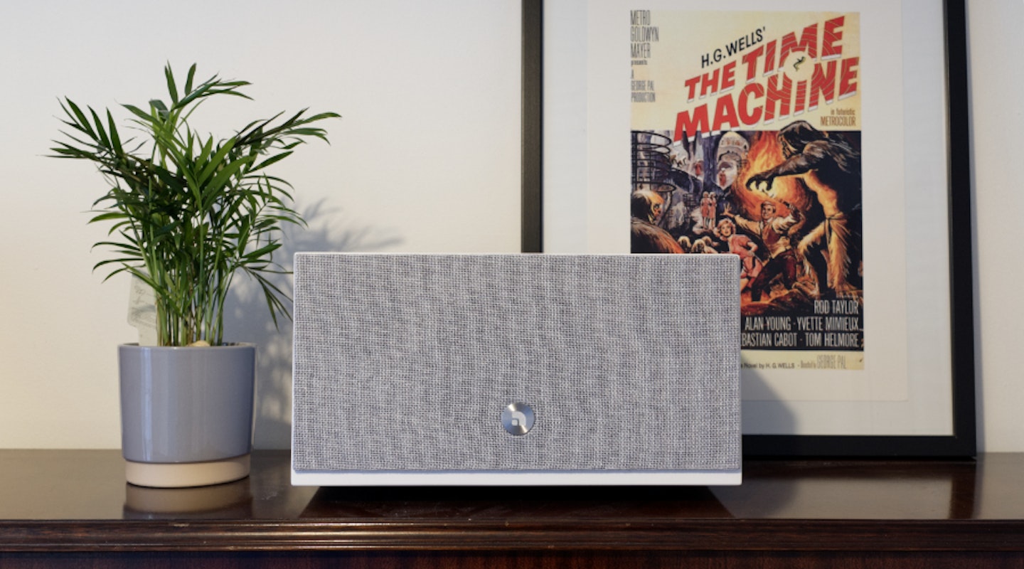 Audio Pro C10 MKII on side board, with its grille