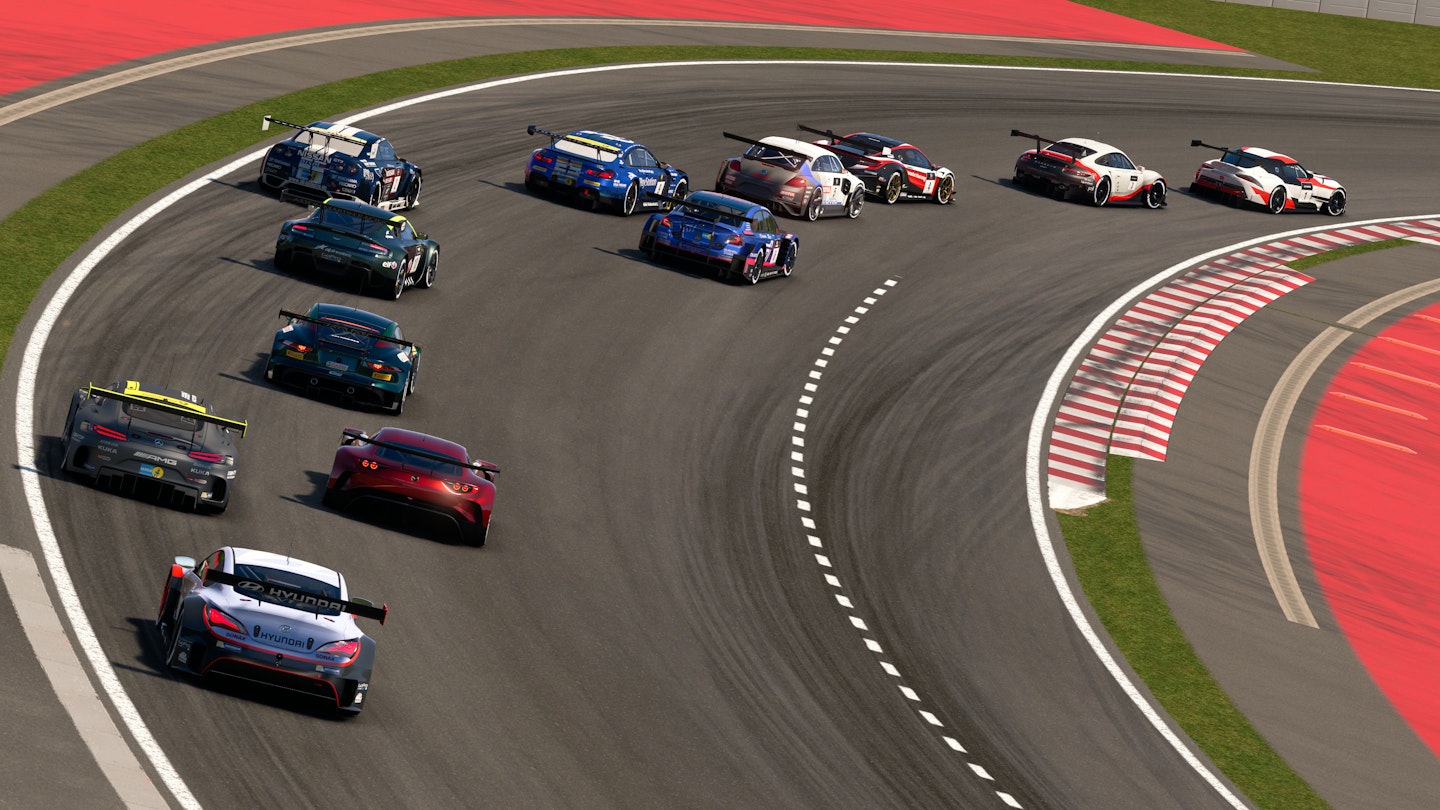 Cars racing on Gran Turismo console