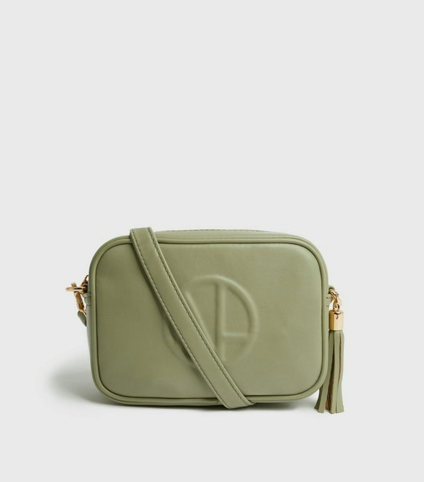 Olive Leather-Look Embossed Cross Body Bag