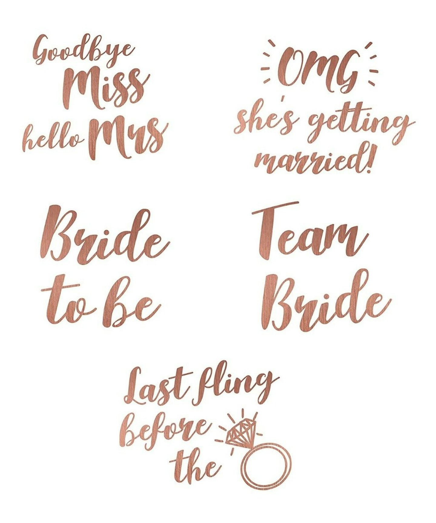 Rose Gold Hen Party Temporary Tattoos