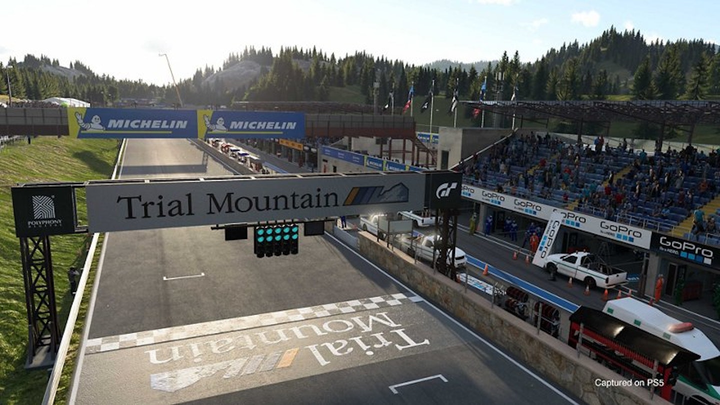 Screenshot of Trial Mountain from Gran Turismo 7