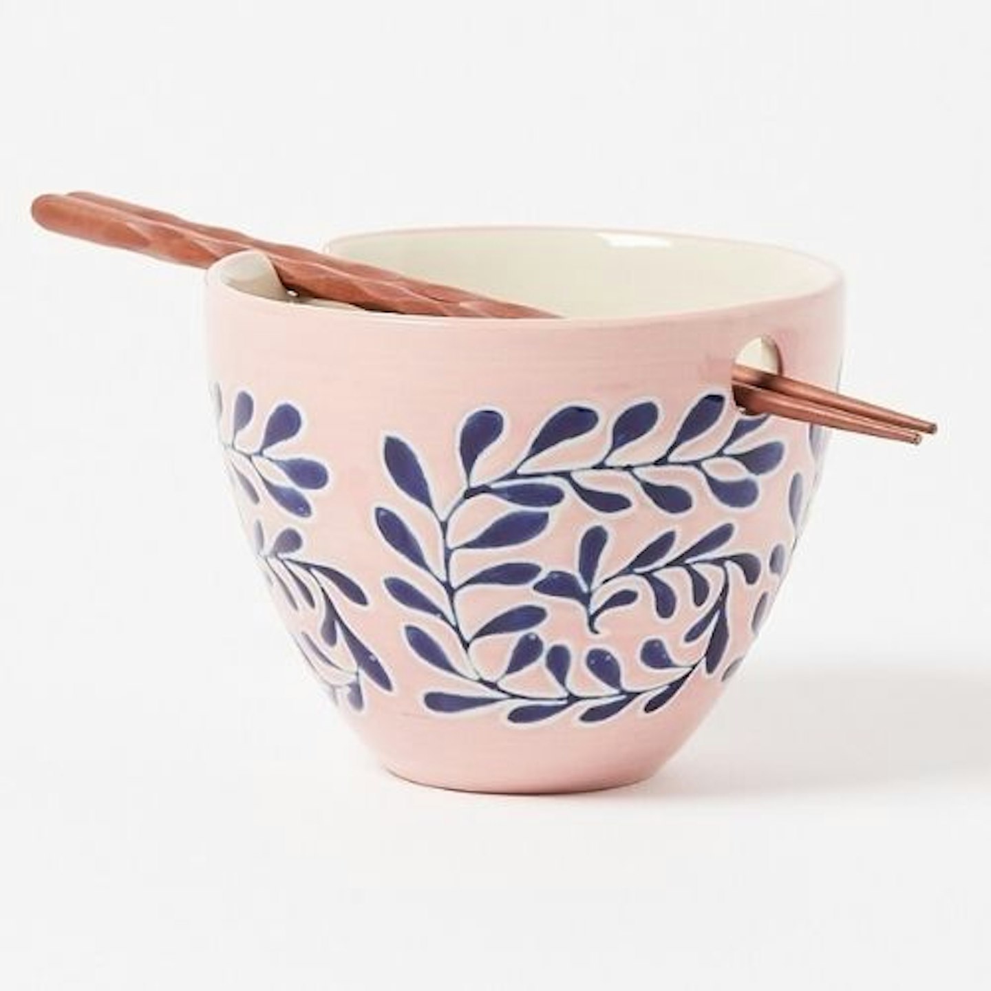 Kalani Pink Ceramic Noodle Bowl & Wooden Chopsticks