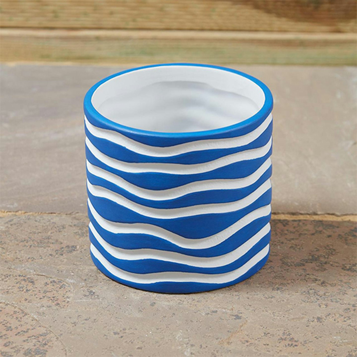 Small White And Blue Wave Planter